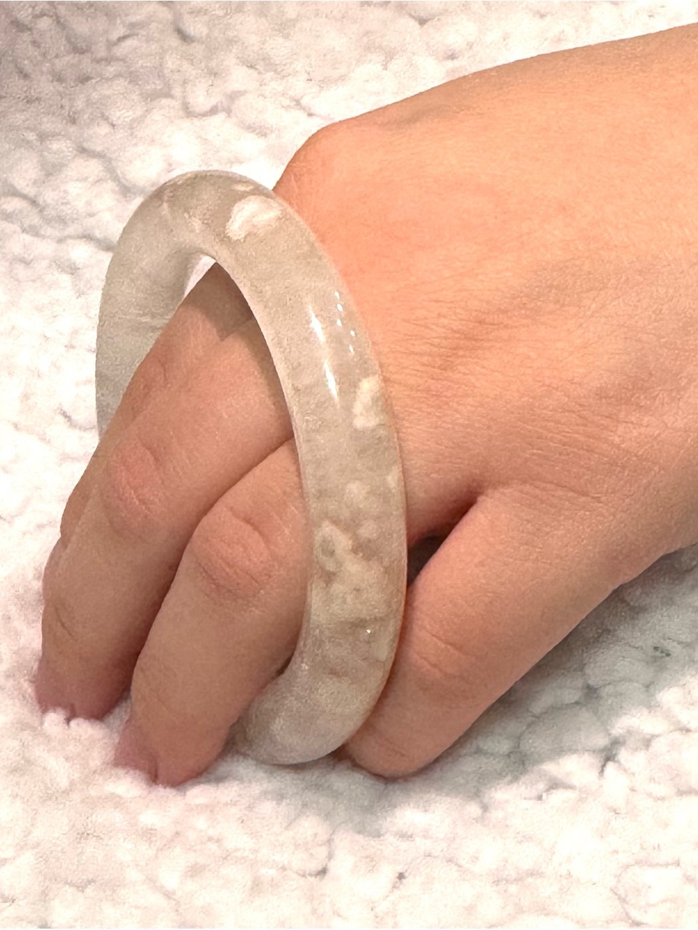Nature Untreated Agate Bangle Floating Flowers Jade Bracelet - Picture 4 of 8